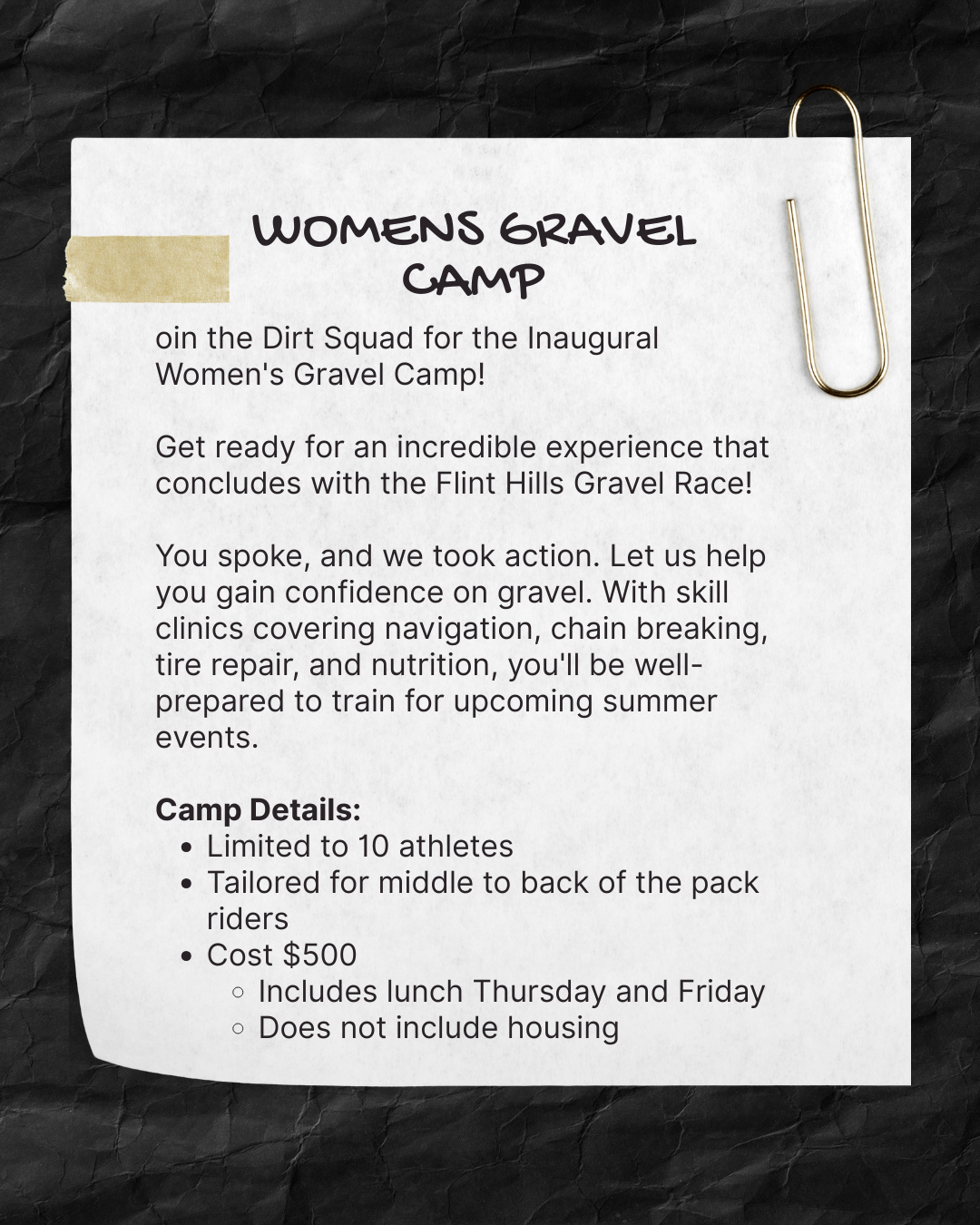 Womens Gravel Camp